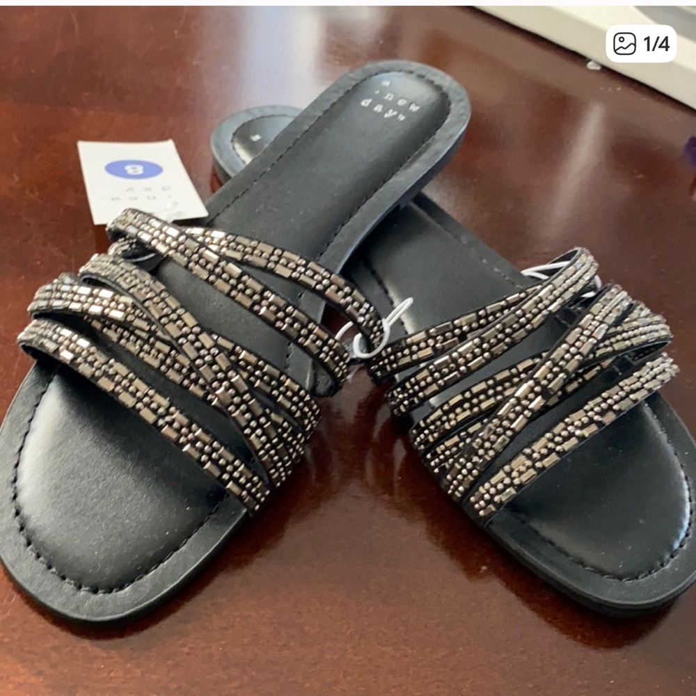 A New Day Black Sandals with Sparkle